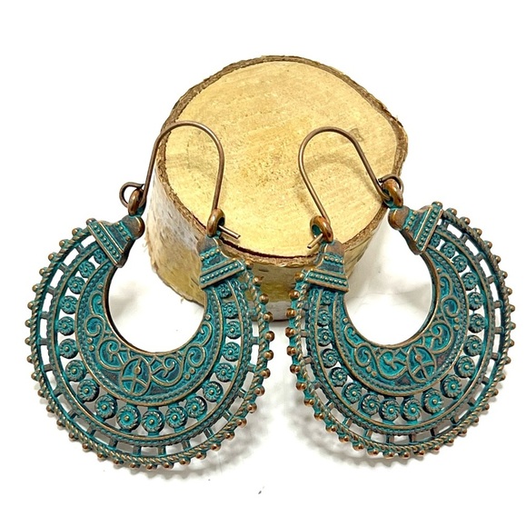Independent Jewelry - NEW INVENTORY! Simple Boho Antiqued Copper Geometric Hoops with Patina Finish​